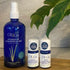Un hydrolat de citronnelle bio, une huile essentielle de geranium rosat et une huile essentielle d&